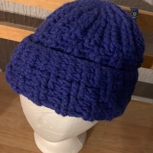 New Hand made blue hat hand knit Christmas gift